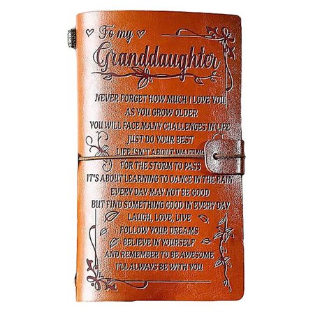 Present till barnbarn, påfyllningsbar läderresejournal dagbok present med 136 sidor