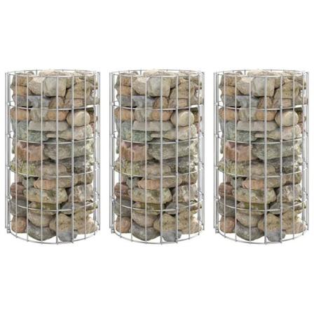 Vidaxl Planteringsgabion 3 St Upphöjd Rund Galvaniserat Stål Ø30 Silver