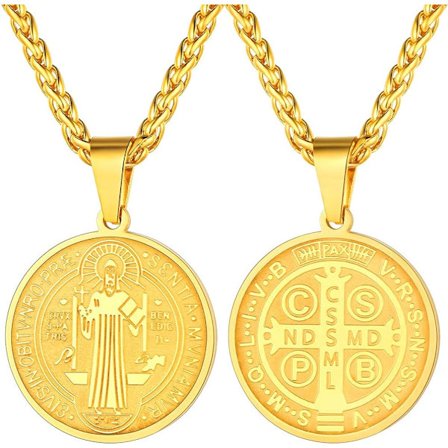 Halskæde Sankt Benedikt Guld Vedhæng Skytshelgener Smykker, ZQKLA