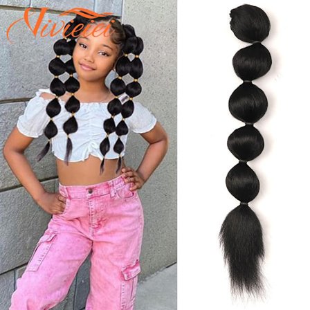 Kinky lige hestehale snoretræk Lang lige hestehale klip i hårforlængelser Syntetisk hår Boble hestehale varmebestandig