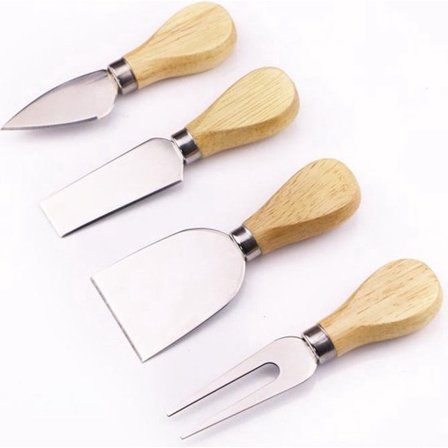 Ostekniver - sett med 4 ostekniver - Bambus - Rustfritt stål - gaveeske