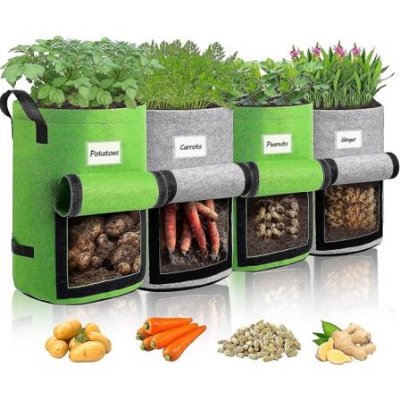 Huncv-suntee 4 Pack 10 Gallon Perunakasvatuslaukut, Kasvien Kasvatuslaukut Istutuslaatikot Hengittävä Kuitukangas Kasvatuslaukut Perunoiden 