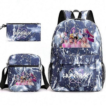 KPop Demon Hunters Rygsætsæt - Studenter Skoletaske, Penalhus, Skuldertaske, Tre-delt Børne Teen Rejsetaske