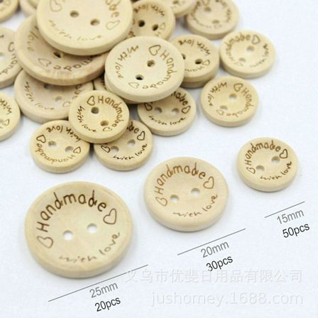 100 stk. læderlabel, træknap tøjtag, pynt strik Diy tilbehør-farve3størrelser træspænde