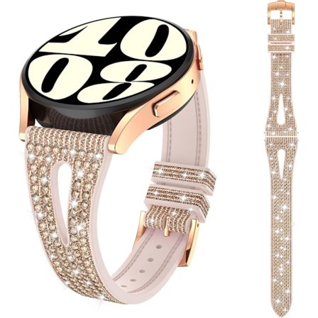 Urklokke Rem for Samsung Galaxy Watch 20mm Glitter Silikon Erstatningsarmbånd Justerbar Glitrende Bånd for Kvinner