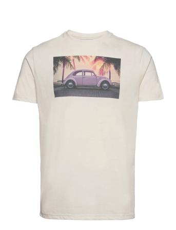 Clive Recycled Cotton Printed T-Shirt T-shirts Short-sleeved Creme Kronstadt*Betinget Tilbud