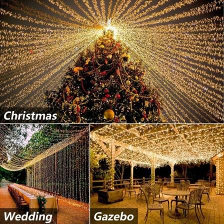 Strenglys, 100m LED 8 lysmoduser, IP56 vanntett varm hvit