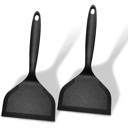 ING 2-pak Tamagoyaki Spatel, Silikone, Non-stick Belægning, Varmebestandig, til Madlavning, Fisk, Pandekager, Æg, Pizza, BPA-fri (Sort)