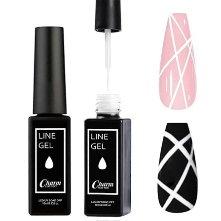 Gel Neglelak Liner Hvid Negle Gel Lak 10ml Negle Liner Malet Gel Lak Tynd Børste Til Fransk Manicure Neglekunst Soak Off UV/LED (Hvid)