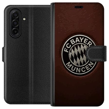 Kompatibel Tegnebogsetui til Samsung Galaxy A17 5G FC Bayern München emblem på brun læderbaggrund klassisk fodboldmotiv perfekt til fans af tysk fodbo