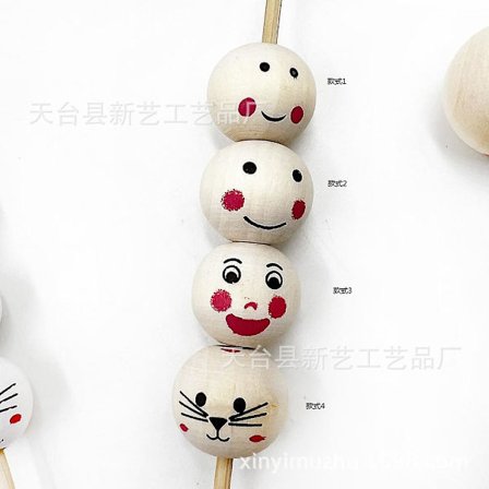 100 stk Smilende Ansigtsperler DIY Træperler Smilende Ansigtsperler Håndværk Smykkefremstilling Løse Perler