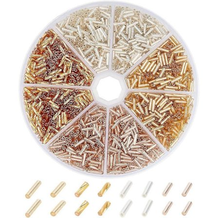 2000 stk. 4 farver Glas Bugle Perler Blandet Farve Skrueformede Bugle Perler Lange Rørformede Frøperler Løse Spacer Perler Transparente Perler Klare 