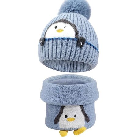 Winter Warm Stickad Beanie Hat Scarf Set, Winter Thickened Fleec