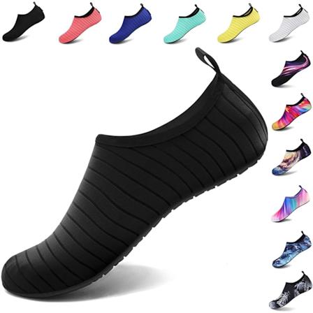 Vandsportssko Barefoot Hurtigtørrende Aqua Yoga Sokker Slip-On Til Mænd Kvinder, Sort, Størrelse: 40-41