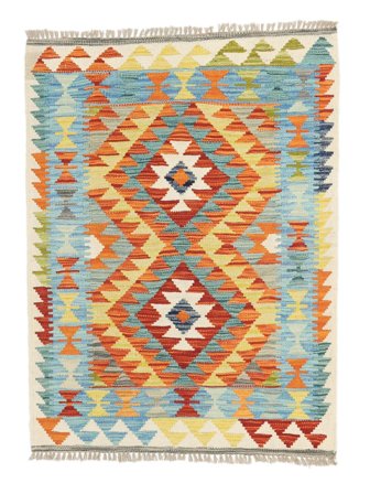 Hand Woven Kilim Afghan Old Style Rug 83X113 Wool Yellow/Orange Small