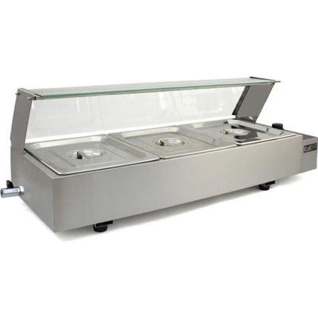 KuKoo Professional Electric Bain Marie Showcase - 3 GN 1/2 -säiliötä - ruostumaton teräs - 1500 wattia