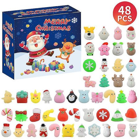 Adventskalender 2022, 48 stk Juleräknedagskalender Squishy Leke Søte Mochi Squishy Adventskalender