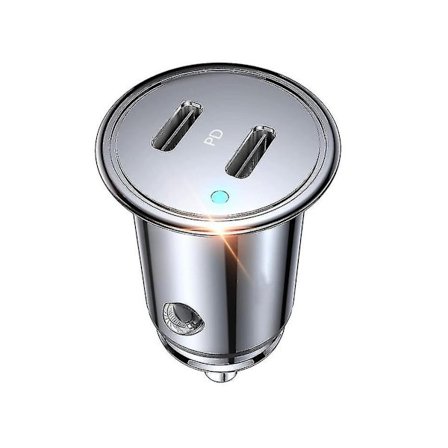 Supersnabb USB-C Billaddare Helt i Metall PD Svart