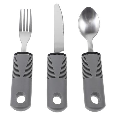 1 setti sopivaa ruokailuvälinesarjaa vanhuksille, tärinää vaimentavat ruokailuvälineet, kätevä ote, liukuesteelliset ruokailuvälineet (