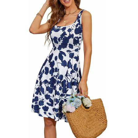 Ärmlösa Print Midi-klänning Med Blommönster