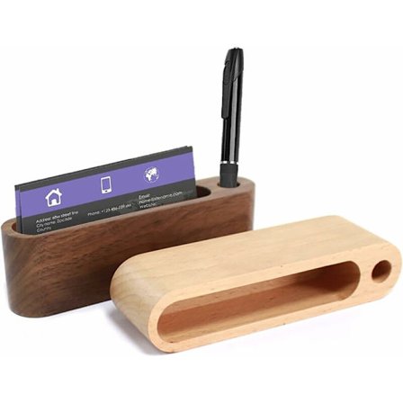 Puinen käyntikorttiteline, 2 kpl käyntikorttinäyttöteline kynällä