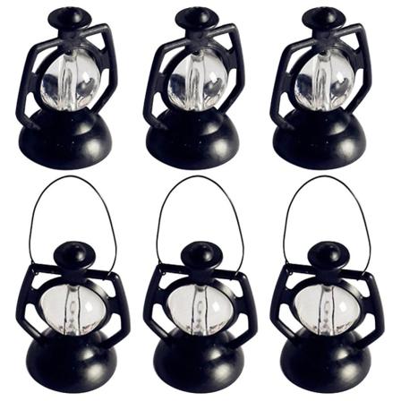 6 stk Retro Små Kerosinlampe Formet Dekor Vintage Jul Henge Kerosinlys Pynt Svart 2.5x2. Black 2.5x2.5x3.5cm