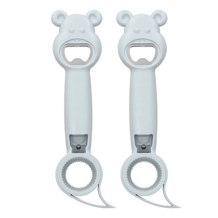 2 stk. 4-i-1 Boksåpner Universal Bærbar Manuell Drikkevareflaskeåpner Grå