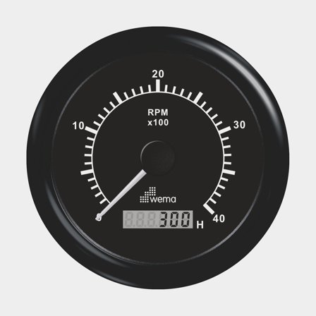 Varvräknare 4000 varv med timräknare svart