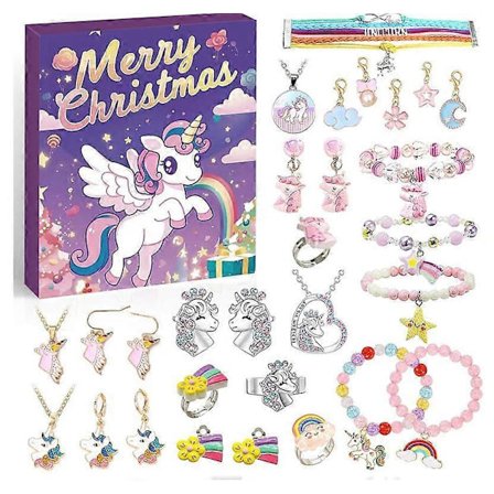 Adventskalender Enhjørning 2024 Piger Julekalender 24 fantastiske overraskelser Smykker Adventskalender Børn fra 3 år[D]