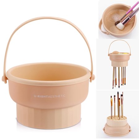 Sminkebørste-rengjøringsmatte 3 i 1 Silikonsminkebørste-rengjøringsbolle Kosmetiske børster Rengjøringsverktøyarrangør for oppbevaring og lufttørking(