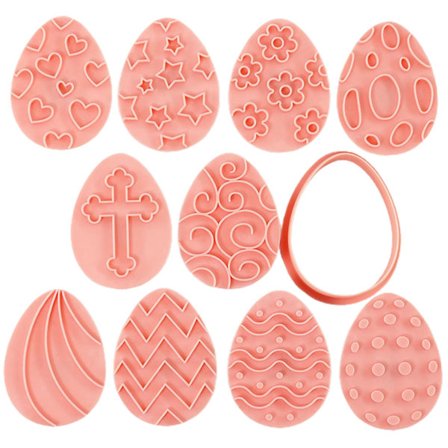 10 stk. påskeformkager Forskellige mønstre Påskeægform Ingen lugt Madlavning Varmebestandig Hjertebølge Stjerne