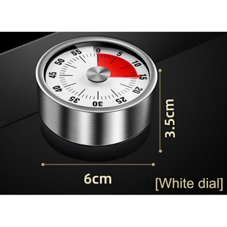 60 minuters timer högljudd alarm matlagningstimer magnetisk klocka rostfritt stål visuell timer kök rund mekanisk timer vit-tfrf