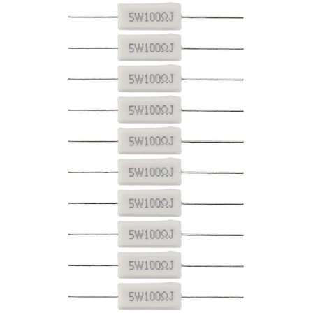 10x trådviklede keramiske cementmodstande 100 Ohm 5W Watt 5%