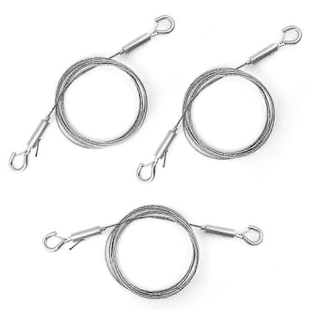 3 stk. Justerbare Tråde med Kroge, Rustfrit Stål Billedophængstråd Kraftig Billedtråd