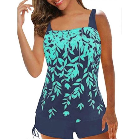 Dame Badetøj Tankini Badedragt Toppe Shorts Sæt Plus Størrelse