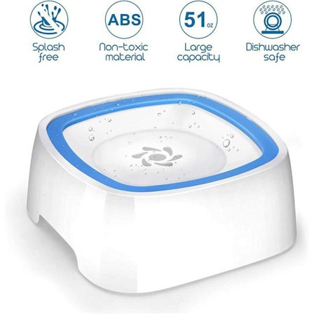 Full 1,5L Flytande Husdjurs Vatten Skål, Anti-Spill Slow Feed Vatten Fontän, Anti-Överflöd, Anti-Kvävning, Automatisk Hund Vatten Skål,