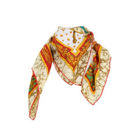 Hermès Vintage, Pre-owned Scarf Beige, Dames, Maat:ONE Size,print