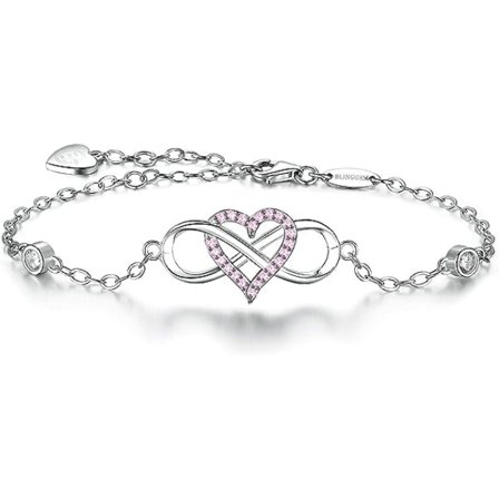 Armband för kvinnor i roséguld och vitguldpläterat 925 sterlingsilver med 5A cubic zirconia infinity hjärta armband symbol tillsammans för alltid