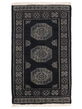 Hand Knotted Pakistan Bokhara 3Ply Rug 77X126 Black/Dark Yellow