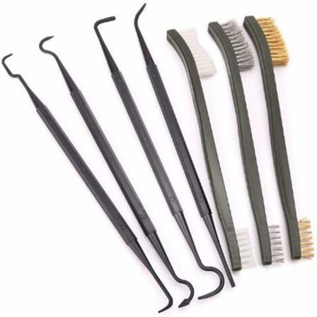 Nylon-lanka-harjasarja, koukkuharjasarja, mini-lanka-harjat, nylon, messinki, ruostumaton teräs, pieni lanka-harja, muoviset kahvat, puhdistin (7 kpl)