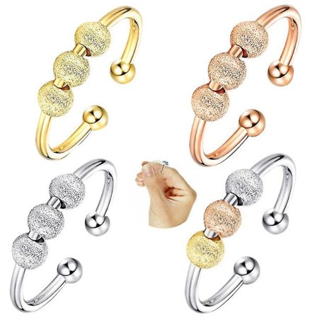 Spinner Fidget Pärlor Ringar Kvinnor Flickor Ångest Ringar Lindra Stress Rostfritt Stål Ringar Roterbart Fritt Ring