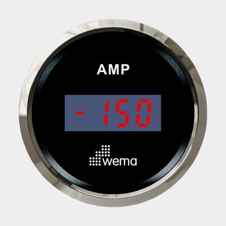 Amperemätare +/- 150 AH digital inkl. shunt svart Silverline