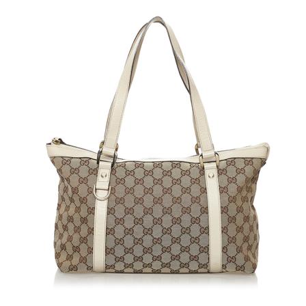 Gucci Vintage, Pre -owned GG Canvas Abbey Tote Bag Bruin, Dames, Maat:ONE Size