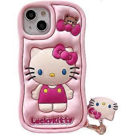 Tegneserie Silikon Cover til iPhone 14, Sød Sjove Kawaii Kitty Kat Dyr Karakter Telefon Cover 3D Cover Telefon Cover til Børn Piger og Kvinder (Kitty-