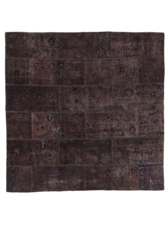 Noué À La Main Patchwork Tapis 210X210 Vintage De Laine Noir