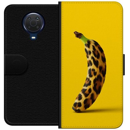 Yhteensopiva Lompakkokotelo Nokia Nokia G20 Banaani leopardikuvioilla keltaista taustaa vastaan luovassa ja leikkisässä suunnittelussa
