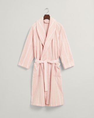 GANT - Stripete morgenkåpe i frotté, unisex pink embrace