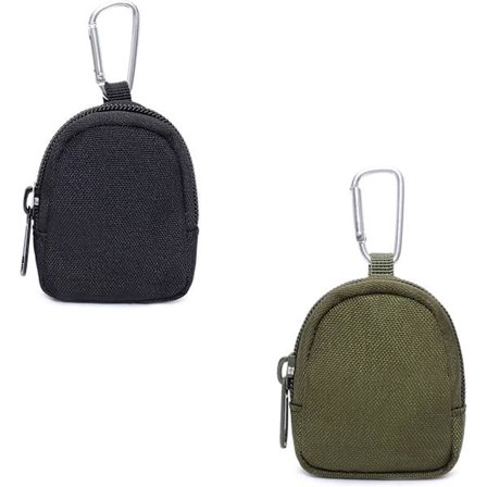 2 STK Myntveske Nøkkelring Mini Ryggsekk kompatibel Menn Mini Bærbar Myntveske Taktisk Veske Nøkkelveske med Krok Øretelefon Hodetelefonveske 