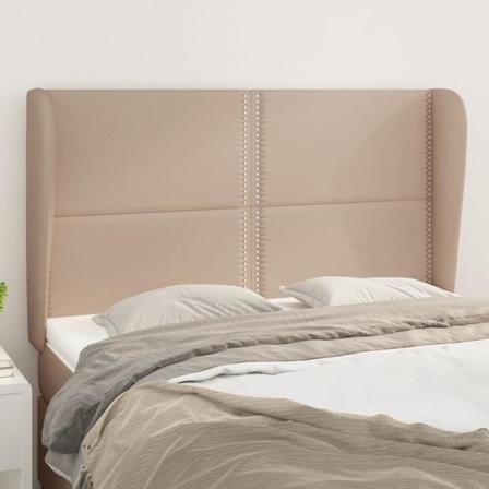 Vidaxl Huvudgavel Med Kanter Cappuccino 147x23x118/128 Cm Konstl Brun