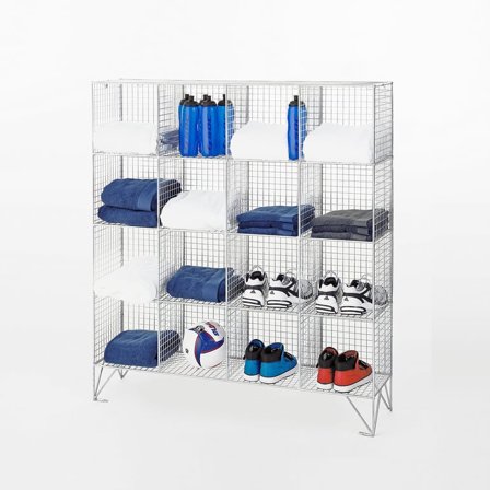 Mesh locker, 16 comps, no doors, 1360x1220x457 mm